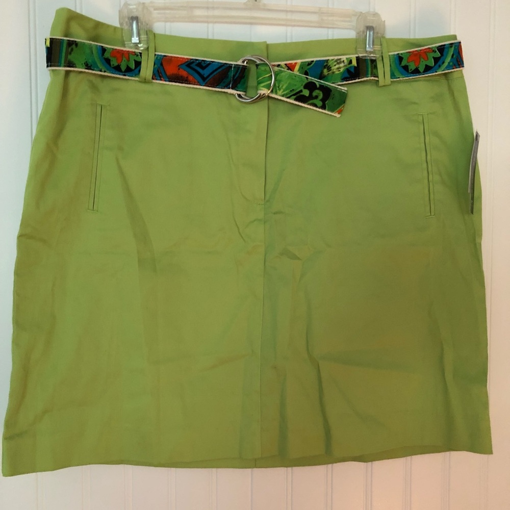 Larry Levine Green Belted Mini Skirt